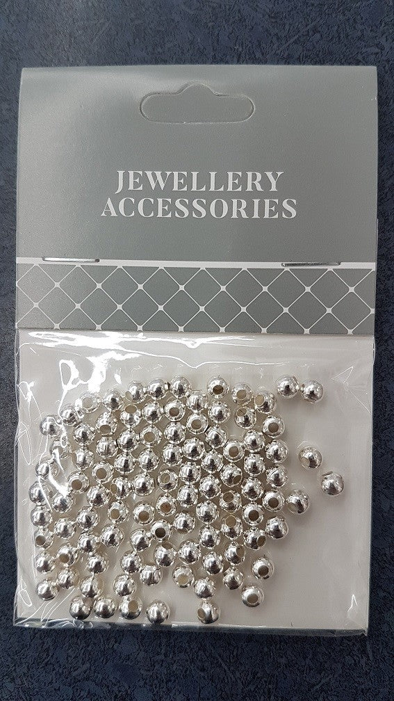 Round Plastic Spacer 4mm 100pcs Bright Silver