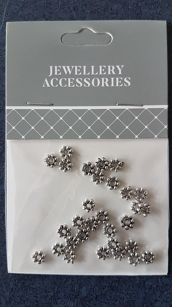 Spacer 6mm Daisy 30pcs Silver