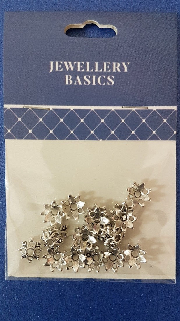 Bead Cap 8mm Star Flower Silver 20pcs