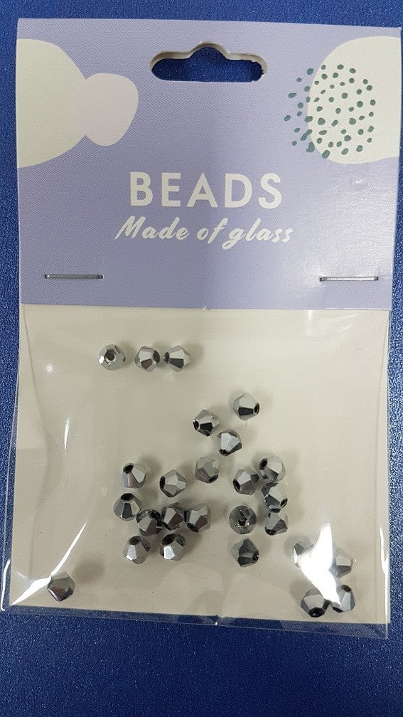 Bicone 4mm Metallic Silver 25pcs