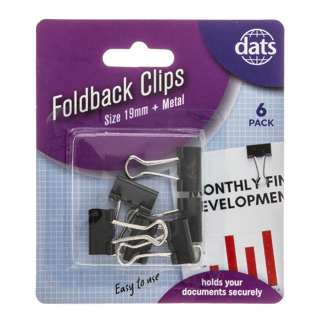 Clips Foldback 19mm Pk6