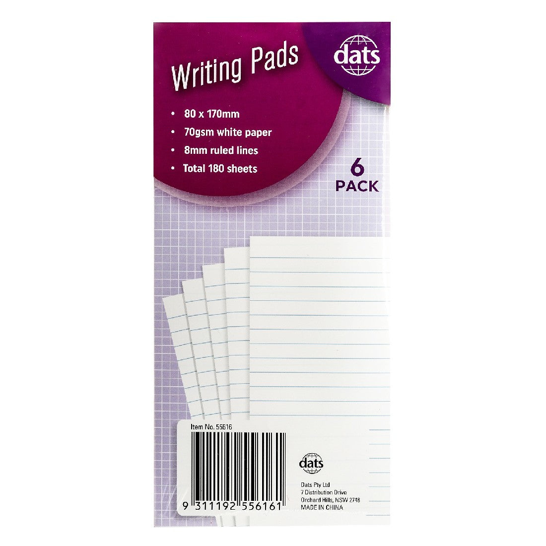 Long Writing Pads 6pk