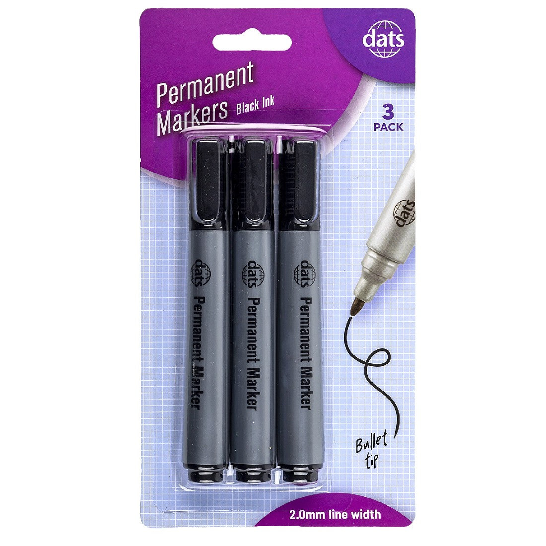 Permanent Markers Black 3pk