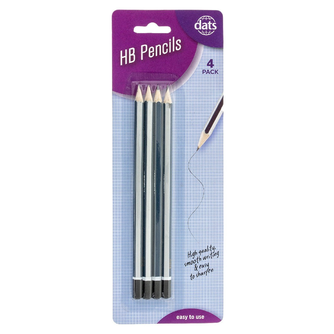 Pencil Hb Blue/silver Barrel 4pk