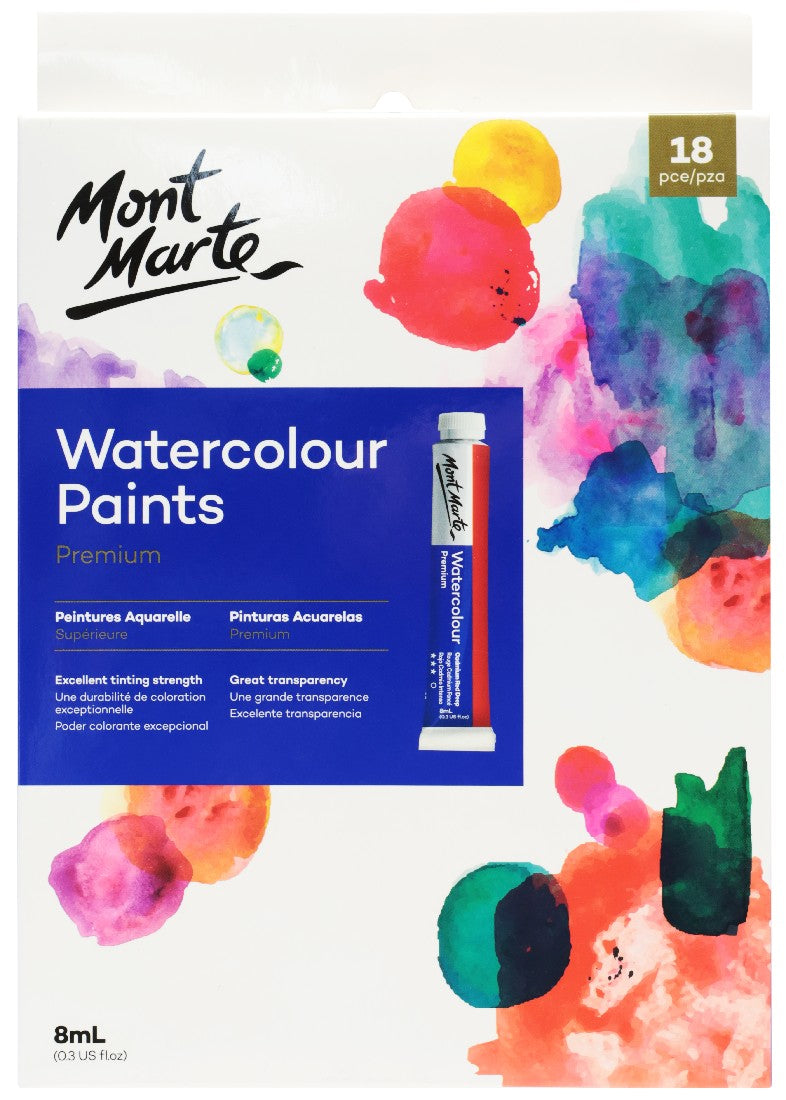 M.M. PREMIUM WATERCOLOUR PAINTS 18PCE X 8ML