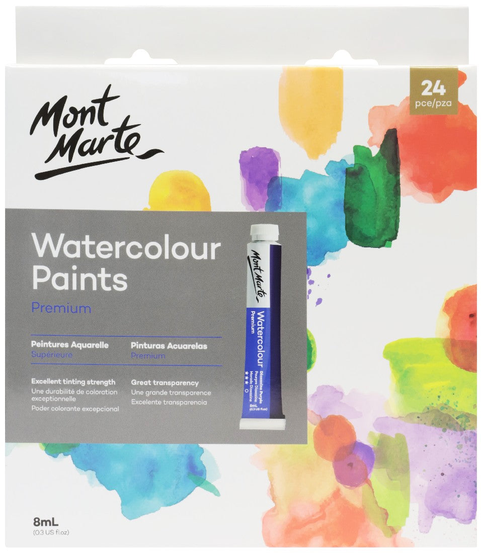 M.M. PREMIUM WATERCOLOUR PAINTS 24PCE X 8ML