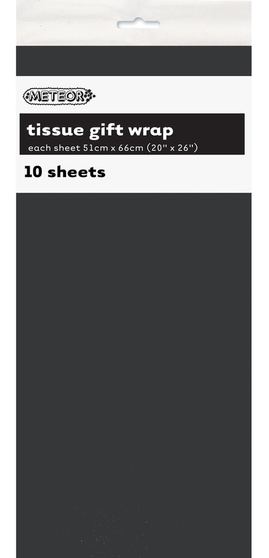 TISSUE PAPER 51x66CM 10PK - MIDNIGHT BLACK 