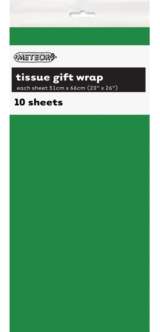 TISSUE PAPER 51x66CM 10PK - EMERALD GREEN