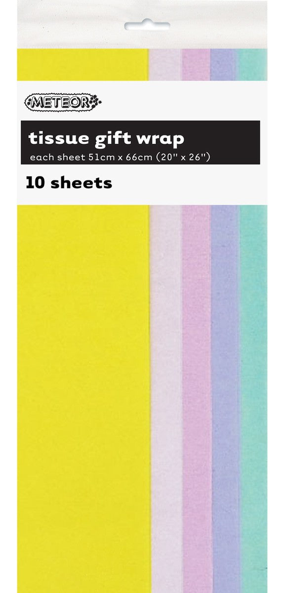 TISSUE PAPER 51x66CM 10PK - PASTEL ASSORTED 