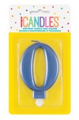 Metallic Blue B'day Candle - Number 0