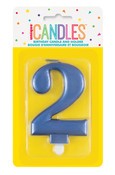 Metallic Blue B'day Candle - Number 2