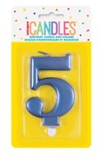 Metallic Blue B'day Candle - Number 5