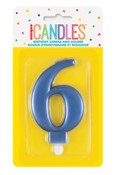 METALLIC BLUE B'DAY CANDLE - NUMBER 6
