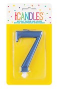 Metallic Blue B'day Candle - Number 7