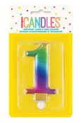 Met Rainbow B'day Candle - Number 1