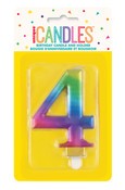 Met Rainbow B'day Candle - Number 4