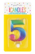 Met Rainbow B'day Candle - Number 5