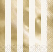 Lunch Napkins 16pk Gold Stripes