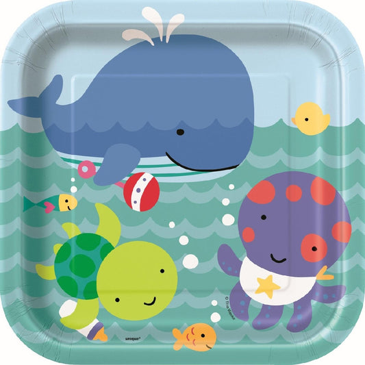 UNDER THE SEA 8 PACK SQUARE PAPER PLATES