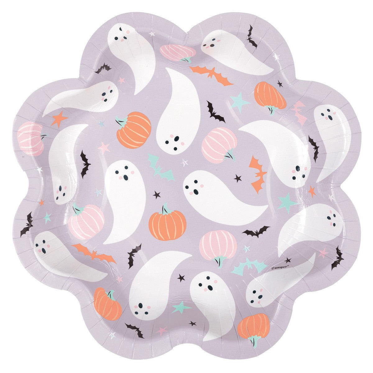 PASTEL HAUNTINGS 21CM (8.25") FOIL STAMPED SCALLOPED PAPER PLATES 8PACK