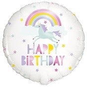 Foil Balloon 45cm Round Rainbow/unicorn Bday