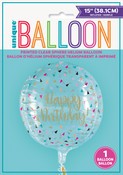 CLEAR SPHERE COLOURFUL B/DAY BALLOON 15INCH