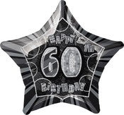 Foil Balloon 50cm Star Glitz Black Age 60