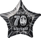 Foil Balloon 50cm Star Glitz Black Age 70