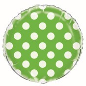 Foil Balloon 45cm Round Dots L/grn