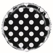 Foil Balloon 45cm Round Dots Black