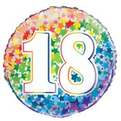 Foil Balloon 45cm Rainbow Stars 18 Years