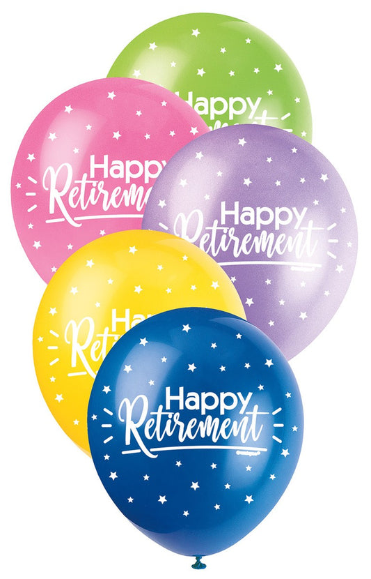 Happy Retirement! 5 Pack 30cm Assorted Colours Pearl