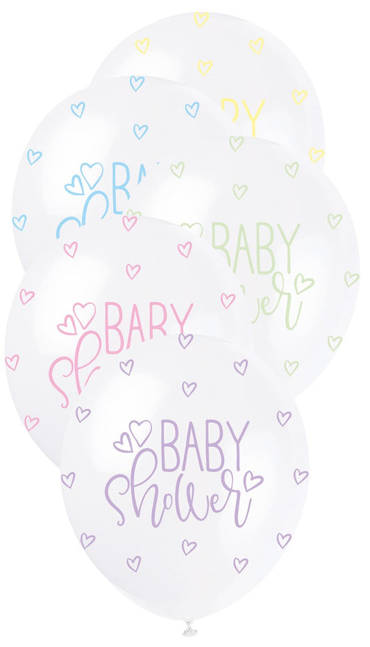 Baby Shower (Pastel) 5 Pack 30cm Pearl White