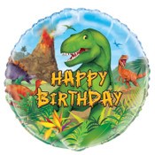 Foil Balloon 45cm Round Dinosaur B'day