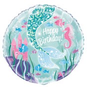 Foil Balloon 45cm Round Mermaid B'day