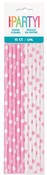 PAPER STRAWS 10PK DOTS LOVELY PINK