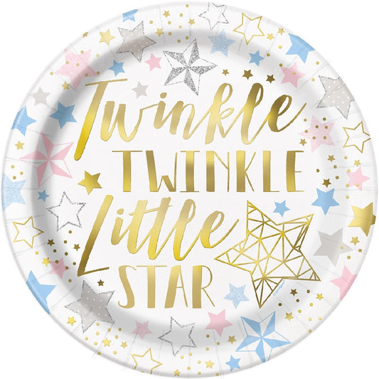TWINKLE STAR FOIL 8 PACK PAPER PLATES