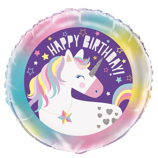 Foil Balloon 45cm Round Unicorn