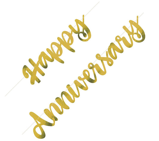 Happy Anniversary Banner -  Champagne Gold Script - 1.82M