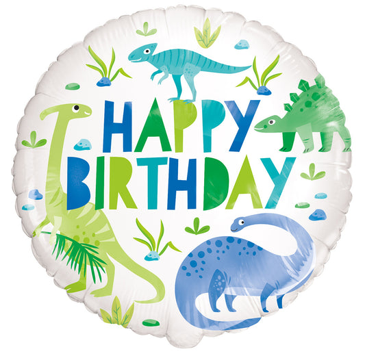 Foil Balloon 45cm Round Blue /green Dino