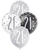 Balloons 30cm 6pk - Black Silver White Assorted 21