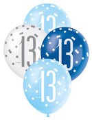 Balloons 30cm 6pk - Blue White Assorted 13