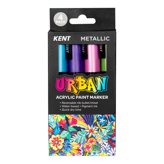 Kent Urban Paint Marker Metallic Pk 4