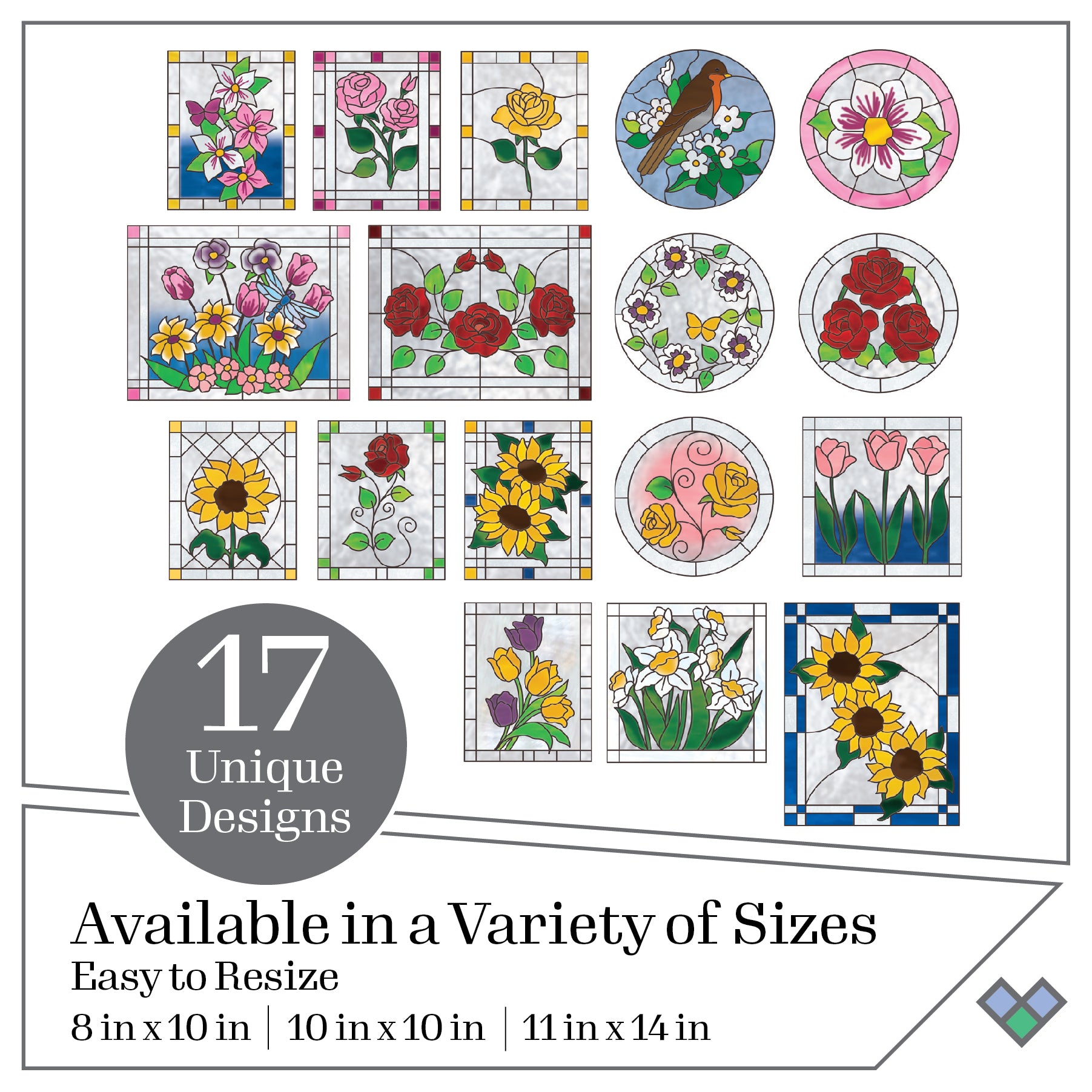 Plaid Gallery Glass Pattern Pack Floral Pk 17 19736