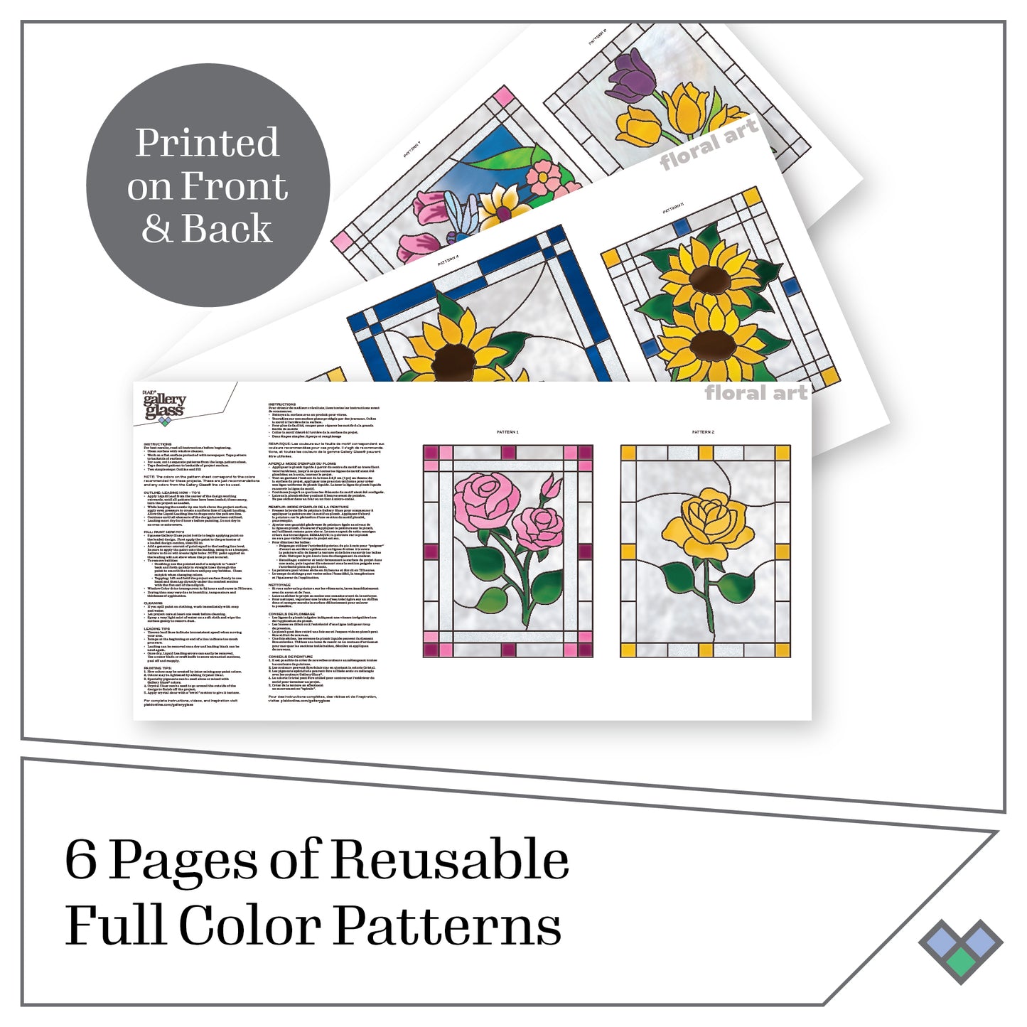 Plaid Gallery Glass Pattern Pack Floral Pk 17 19736