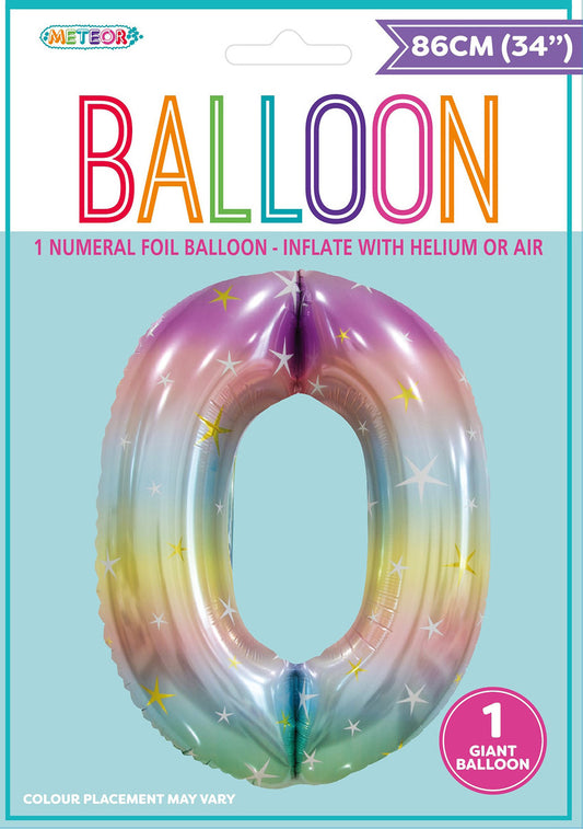 BALLOON GIANT NUMERAL 86cm - PASTEL RAINBOW #0