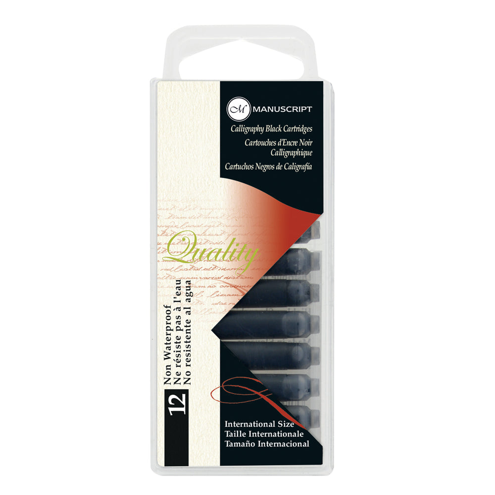 Manuscript Callligraphy Fountain Pen Cartridges Black Pk12