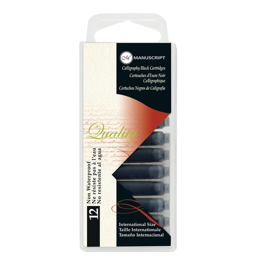 Manuscript Callligraphy Fountain Pen Cartridges Black Pk12