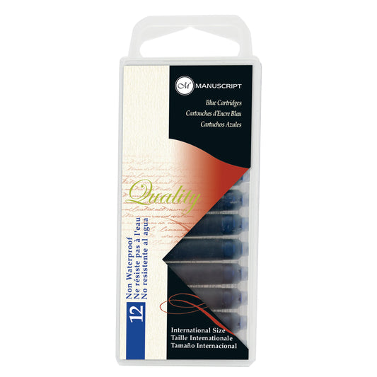 Manuscript Callligraphy Fountain Pen Cartridges Blue Pk12