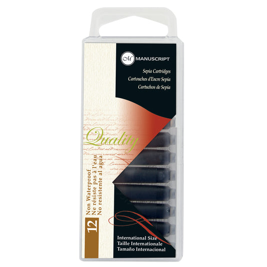 Manuscript Callligraphy Fountain Pen Cartridges Sepia Pk12
